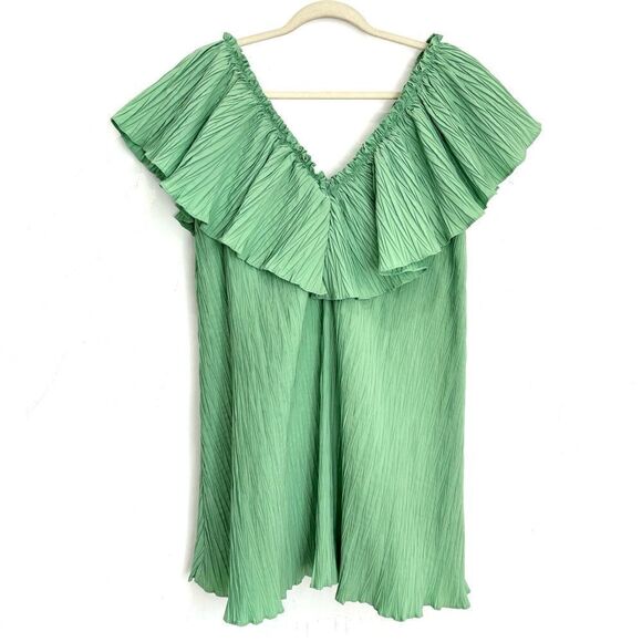 ZARA green Voluminous Pleated Dress - Picture 9 of 17